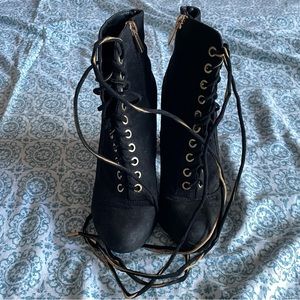 Black lace up heels